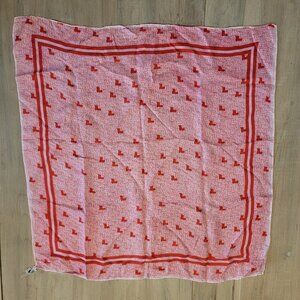 Vintage Baar & Beards Square Silk Scarf Red White Boots Shoes Retro FLAW